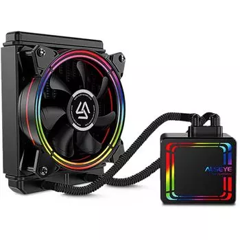 Жидкостное охлаждение Alseye HALO AIO LIQUID COOLER 120 для Socket 115x/2066/2011/2011-3/1356/1366/1200/775/AM4/AM3/AM3+/FM1/AM2+/FM2/FM2+, 170Вт, 1x120мм, RGB LED (AS-HALO-AIO-LC-120-RGB)