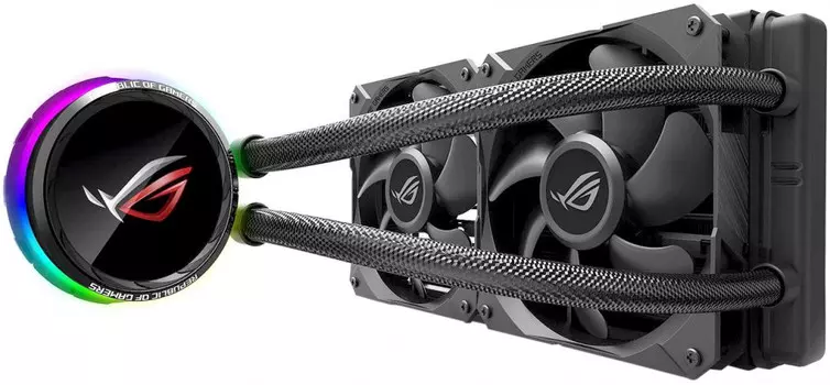 Жидкостное охлаждение Asus ROG RYUO 240 для Socket 115x/2066/2011/2011-3/1356/1366/AM4/TR4/sWRX8, 2x120мм, RGB LED (90RC0040-M0UAY0)