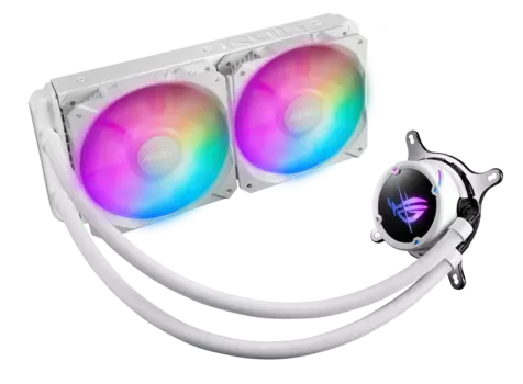 Жидкостное охлаждение Asus ROG STRIX LC II 240 ARGB WHITE EDITION для Socket 115x/2066/2011/2011-3/1200/1700/AM5/AM4/TR4, 2x12 см, ARGB (90RC00E2-M0UAY0)
