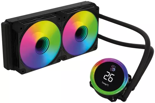 Жидкостное охлаждение Bloody BD-LC240ARGB2 для Socket 115x/1200/1700/1851/AM5/AM4, 260 Вт, 2x120 мм, ARGB, черный (BD-LC240ARGB2-BK)