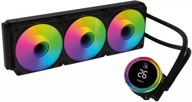 Жидкостное охлаждение Bloody BD-LC360ARGB2 для Socket 115x/1200/1700/1851/AM5/AM4, 300 Вт, 3x120 мм, ARGB, черный (BD-LC360ARGB2-BK)