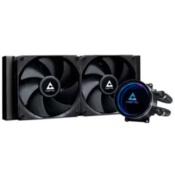 Жидкостное охлаждение Chieftec Iceberg 240 DARK для Socket 115x/1200/1700/1851/AM5/AM4/AM3/AM3+/FM1/AM2+/FM2/FM2+, 300 Вт, 2x120 мм, черный (CLC-240-BLK)