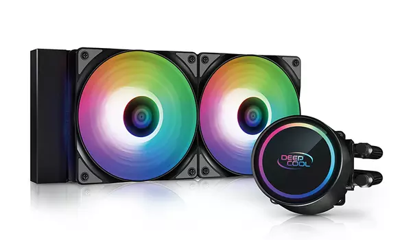 Жидкостное охлаждение Deepcool GAMMAXX L240 A-RGB для Socket 115x/2066/2011/2011-3/1356/1366/1200/AM4/AM3/AM3+/FM1/AM2+/FM2/FM2+, 220Вт, 2x120мм, RGB LED (GAMMAXX_L240_A-RGB)