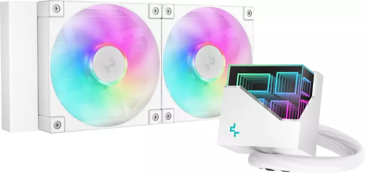 Жидкостное охлаждение Deepcool LT240 ARGB для Socket 115x/1200/1700/1851/AM5/AM4, 2x120 мм, ARGB, белый (R-LT240-WHAMNC-G-1)