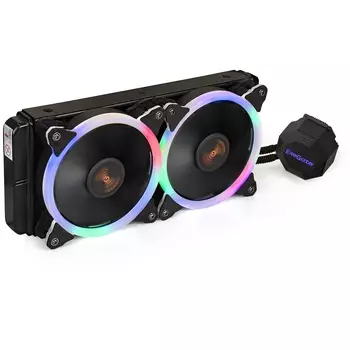 Жидкостное охлаждение ExeGate BlackWater-240.PWM.RGB для Socket 115x/2066/2011/2011-3/1356/1366/1200/775/AM4/AM3/AM3+/FM1/AM2+/FM2/FM2+, 250 Вт, 2x120мм, RGB LED (EX286160RUS)