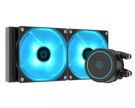 Жидкостное охлаждение ID-COOLING AURAFLOW X 240 EVO для Socket 115x/2066/2011/2011-3/1200/1700/AM4, 250 Вт, 2x120мм, RGB LED (AURAFLOW_X_240_EVO)