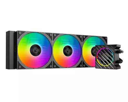 Жидкостное охлаждение ID-COOLING Dashflow 360 XT Pro для Socket 115x/1200/1700/1851/AM5/AM4, 350 Вт, 3x120 мм, ARGB, черный (DASHFLOW 360 XT PRO)