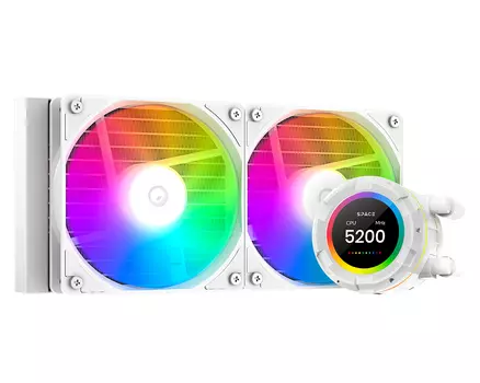 Жидкостное охлаждение ID-COOLING SL240 XE WHITE для Socket 115x/2066/2011/2011-3/1200/1700/1851/AM5/AM4, 300 Вт, 2x120 мм, ARGB, белый