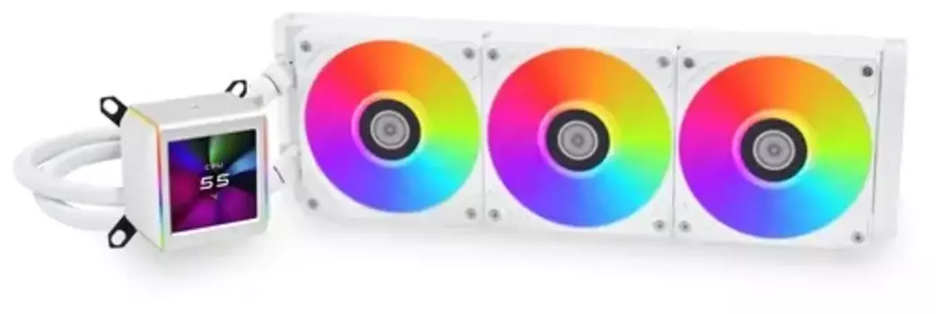 Жидкостное охлаждение LIAN LI GALAHAD II LCD 360 White для Socket 115x/1200/1700/1851/AM5/AM4, 3x120 мм, ARGB, белый (G89.GA2ALCD36W.R0)