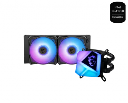 Жидкостное охлаждение MSI MAG CORELIQUID C240 для Socket 115x/2066/2011/2011-3/1356/1366/1200/1700/AM4/AM3/AM3+/FM1/AM2+/FM2/FM2+, 280 Вт, 2x120мм, ARGB