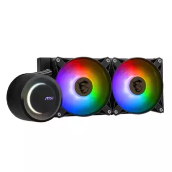 Жидкостное охлаждение MSI MAG CORELIQUID E240 для Socket 115x/1200/1700/1851/AM5/AM4, 310 Вт, 2x120 мм, ARGB, черный (306-7ZW5E17-C24)