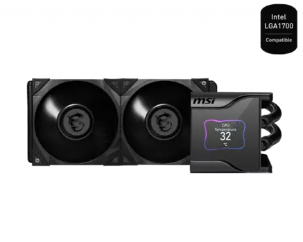 Жидкостное охлаждение MSI MEG CORELIQUID S280 для Socket 115x/2066/2011/2011-3/1356/1366/1200/Socket 1700/AM4/AM3/AM3+/FM1/AM2+/FM2/FM2+, 2x140мм