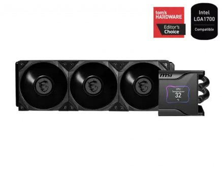 Жидкостное охлаждение MSI MEG CORELIQUID S360 для Socket 115x/2066/2011/2011-3/1200/1700/AM4/AM3/AM3+/FM1/AM2+/FM2/FM2+/TR4/SP3/TRX40, 305 Вт, 3x120мм