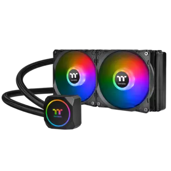 Жидкостное охлаждение Thermaltake TH240 ARGB Sync для Socket 115x/1200/AM4/AM3/AM3+/FM1/AM2+/FM2/FM2+, 2x120мм, RGB LED (CL-W286-PL12SW-A)