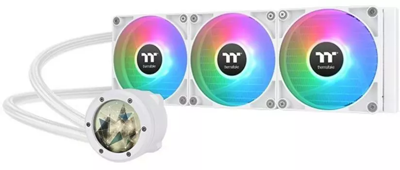 Жидкостное охлаждение Thermaltake TH360 V2 ARGB Ultra Snow для Socket 115x/2066/2011/2011-3/1200/1700/1851/AM5/AM4/AM3/AM3+/FM1/AM2+/FM2/FM2+, 3x120 мм, ARGB, белый (CL-W405-PL12SW-A)