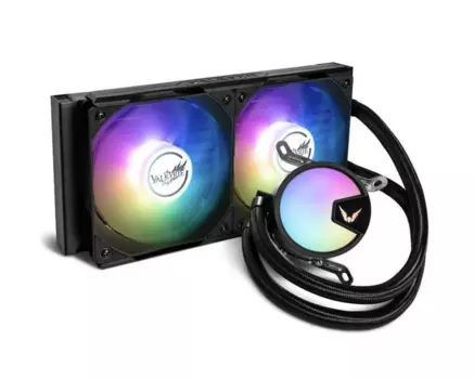 Жидкостное охлаждение Valkyrie A240 для Socket 115x/2066/2011/2011-3/1200/1700/1851/AM5/AM4, 250 Вт, 2x120 мм, ARGB, черный (VK_A240-ARGB-BK)