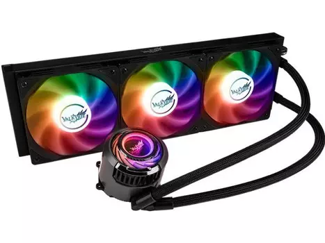 Жидкостное охлаждение Valkyrie Jarn 360 для Socket 115x/2066/2011/2011-3/1200/1700/1851/AM5/AM4, 300 Вт, 3x120 мм, ARGB, черный (VK_JARN-360-ARGB-BK)