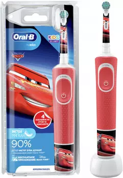 Зубная щетка электрическая Oral-B Cars, 1 насадка, 3 режима, красный (4210201244554 )