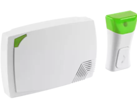 Звонок беспроводной СВЕТОЗАР ЭТЮД, с одной кнопкой, белый/салатовый (58060)