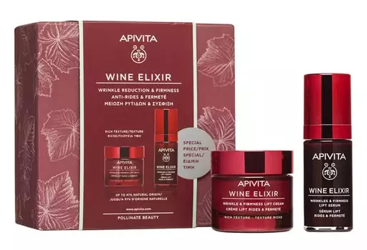 Apivita Набор Wine Elixir: Крем насыщенный, 50 мл + Сыворотка, 30 мл (Apivita, Wine Elixir)