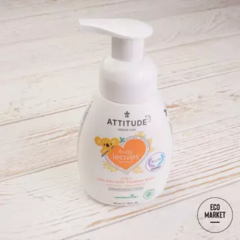 Детская пенка для мытья волос и тела Грушевый нектар, ATTITUDE Baby Leaves - 295 мл