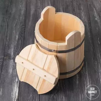 Кадка для воды и заготовки солений 5 л с крышкой и гнётом, липа, Банные штучки