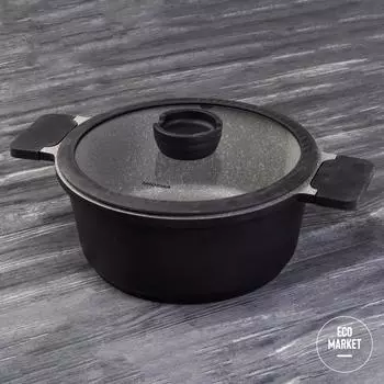 Кастрюля с антипригарным покрытием, с крышкой, 24 см/4,2л, NADOBA, серия GRANIA