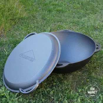 Казан чугунный с крышкой-сковородой Forester CI-01 ~ 9л