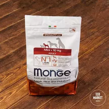 Корм для взрослых собак мелких пород из ягненка с рисом, Monge Dog Speciality Small - 2,5 кг