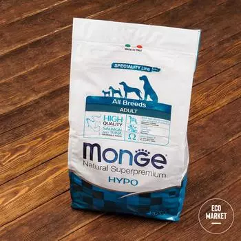 Корм для взрослых собак с лососем и тунцом Monge Dog Speciality Hypo ~ 2.5 кг.