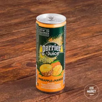 Минеральная вода Perrier газированная с соком ананаса, манго ~ 250 мл