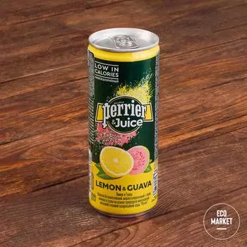 Минеральная вода Perrier газированная с соком лимона, гуавы ~ 250 мл