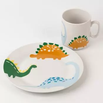 Набор посуды Динозавры 2 в 1: кружка, тарелка