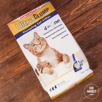 Наполнитель для кошек силикагель, комкующийся, белый ~ 3.62 кг.