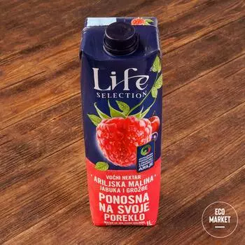 Нектар Яблоко-Малина-Виноград Life Premium ~ 1 л.