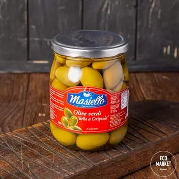 Оливки зеленые с косточкой крупные в рассоле Белла ди Чериньола, Masiello - 530 г