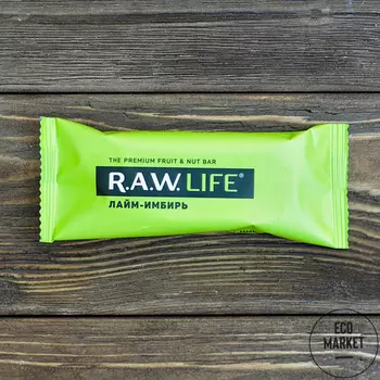 Орехово-Фруктовый батончик Лайм-Имбирь, R.A.W. LIFE - 45 г