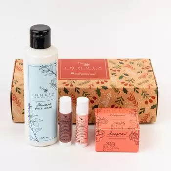 Подарочный набор №13: молочко для тела, бальзам для губ Карите и Шоколад, твердый шампунь Ягодный