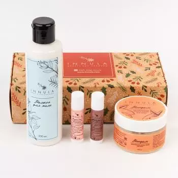 Подарочный набор №14: молочко для тела, бальзам для губ Карите и Шоколад, маска-скраб для лица Миндаль