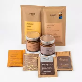 Подарочный набор: 6 видов горького шоколада и 2 шоколадно-ореховые пасты, Mojo Cacao