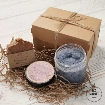 Подарочный набор: скраб для тела Виноград и натуральное мыло Терпкая ваниль, Innula