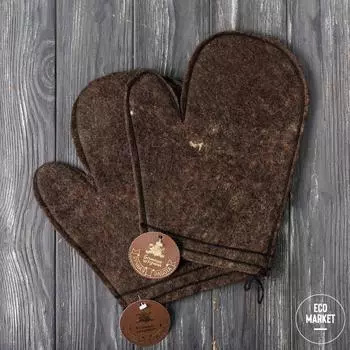 Рукавица банная темная Банные штучки, шерсть 100 %