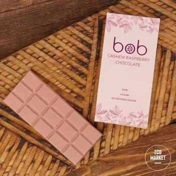 Шоколад малиновый на кешью и зелёной гречке, bob - 50 г
