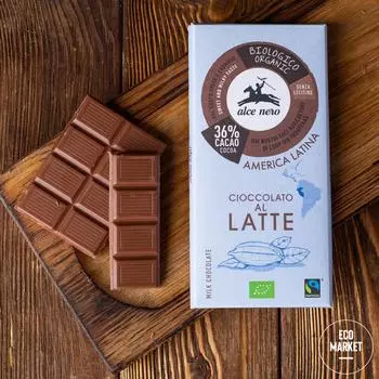 Шоколад молочный, Alce Nero ~ 100 г (1 шт)