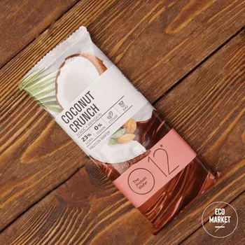 Вафельный батончик с белковой начинкой с кокосом и миндалём в молочной глазури, О12 ~ 65 г