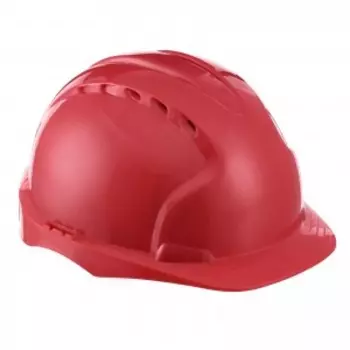 Каска защитная с вентиляцией (с храповиком), красная