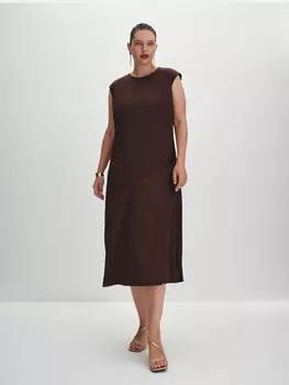 Атласное платье с асимметричной деталью M(46)