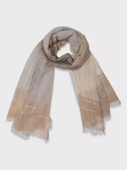 Бежевый палантин из шелка и хлопка (70*180)