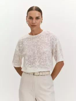 Блуза из фактурного трикотажа с шелком XS(42)