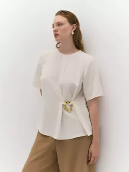 Блуза с асимметрией и пряжкой оригинальной формы L(48)